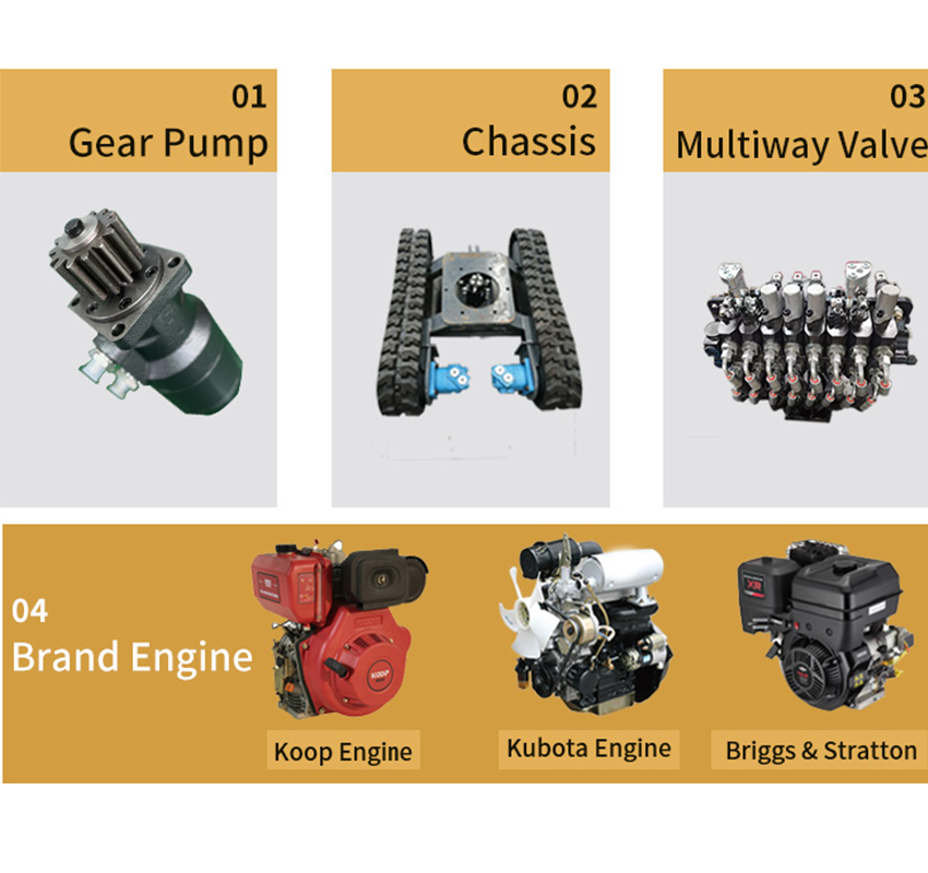 mini excavator machine with cabin customized engine
