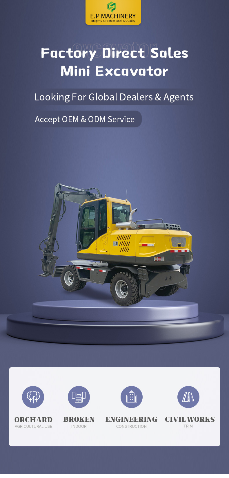 E.P Brand Mini digger MY100L excavator mini