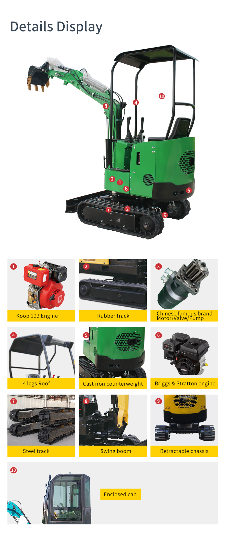 1000 kg mini excavator is widely used, such as digging ditches, planting trees, building gardens, cleaning weeds and branches, and so on