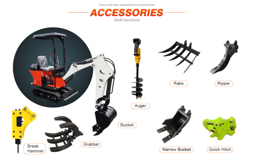 1t Mini digger Attachments